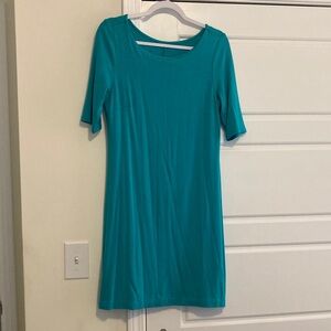 Teal Short Sleeve Shift Dress